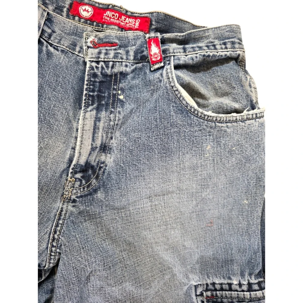 JNCO Vintage 90s / Y2K Tribal Cargo Jeans Men 34x32 Baggy Wide Leg Crown Logo
